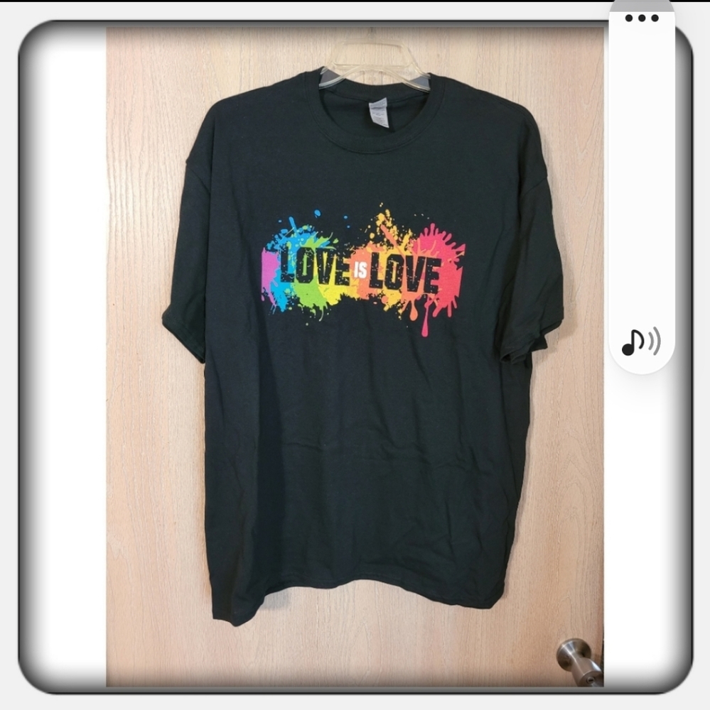 NWOT Black Gildan 2XL Love Is Love Tee - Picture 1 of 3